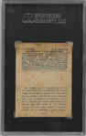 Bobby Veach 1915 Cracker Jack SGC 1.5 Rookie Card
