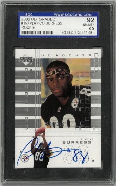 Plaxico Burress Autographed 2000 UD Graded SGC 92