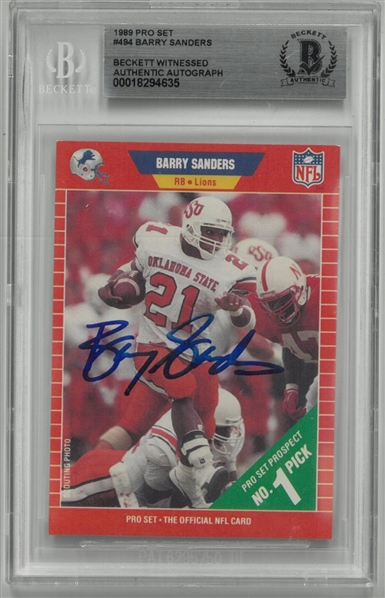 Barry Sanders Autographed 1989 Pro Set Rookie Card