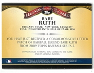 Babe Ruth 2009 Topps #4/50 Legendary Letters