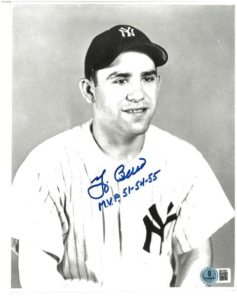 Yogi Berra Autographed 8x10 w/ MVP 51-54-55