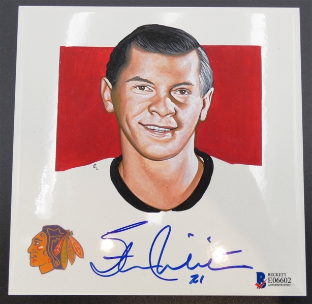 Stan Mikita Autographed Hand Painted 5" Tile