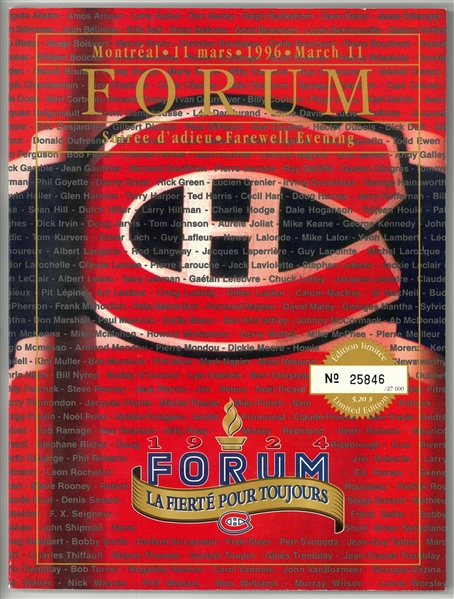 Montreal Forum Final Game Program