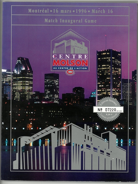 Molson Centre Inaugural Game Program