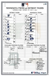 Detroit Tigers July 1, 2007 Lineup Card