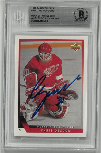 Chris Osgood Autographed 1993/94 Upper Deck Rookie Card