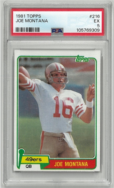 Joe Montana 1981 Topps Rookie Card PSA 5