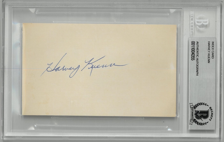 Harvey Kuenn Autographed 3x5 Index Card