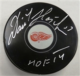 Dominik Hasek Autographed Red Wings Puck w HOF