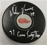Mike Vernon Autographed Red Wings Puck w/ Conn Smythe