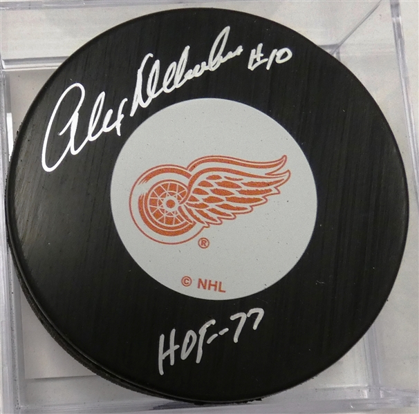 Alex Delvecchio Autographed Red Wings Puck w HOF
