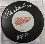 Alex Delvecchio Autographed Red Wings Puck w HOF