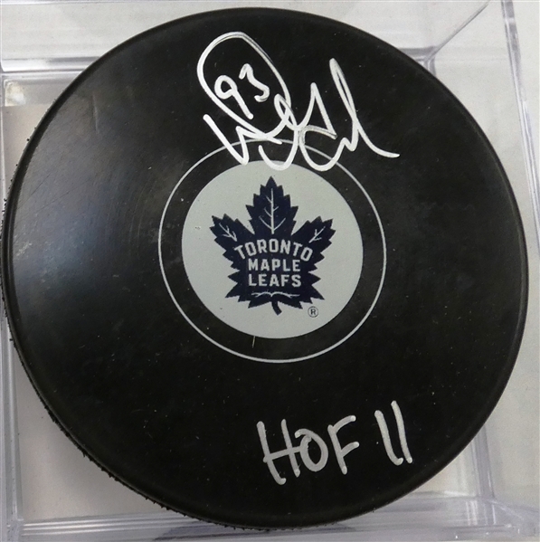 Doug Gilmour Autographed Maple Leafs Puck w HOF