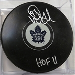 Doug Gilmour Autographed Maple Leafs Puck w HOF