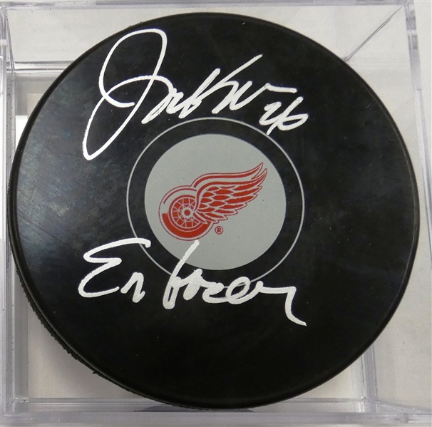 Joe Kocur Autographed Red Wings Puck w Enforcer