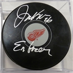 Joe Kocur Autographed Red Wings Puck w Enforcer