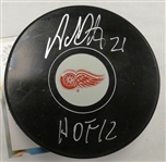 Adam Oates Autographed Red Wings Puck w HOF