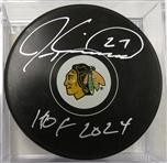 Jeremy Roenick Autographed Blackhawks Puck w HOF