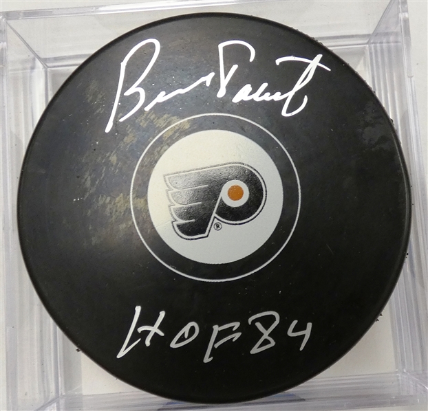 Bernie Parent Autographed Flyers Puck w HOF