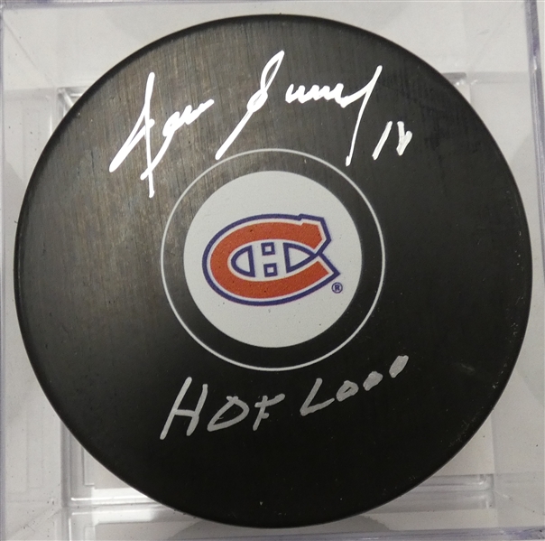 Denis Savard Autographed Canadiens Puck w HOF