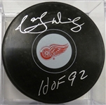 Marcel Dionne Autographed Red Wings Puck w HOF