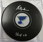 Grant Fuhr Autographed Blues Puck w/ HOF