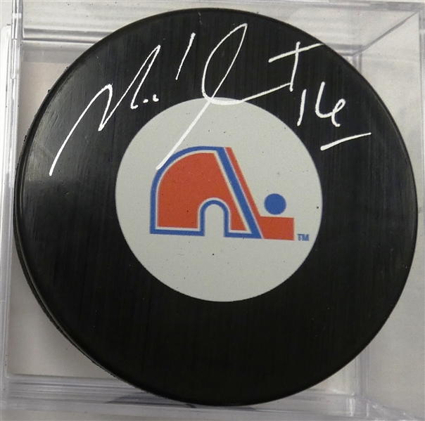 Michel Goulet Autographed Nordiques Puck