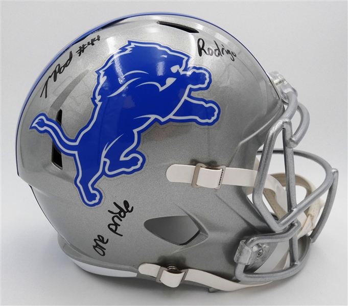 Malcolm Rodriguez Autographed Lions Full Size Replica Helmet