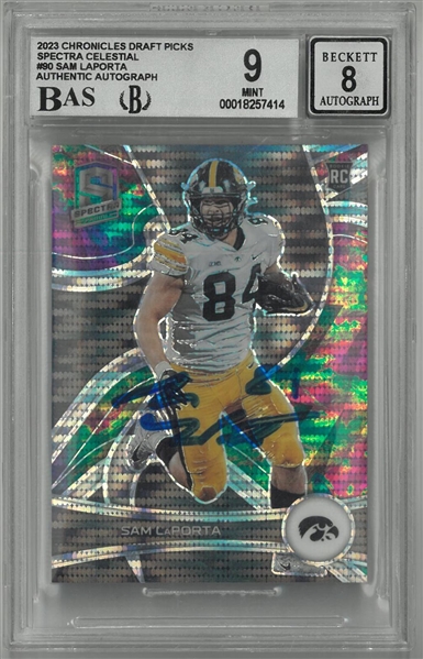 Sam Laporta Autographed #92/99 2023 Chronicles Spectra Celestial Rookie Card