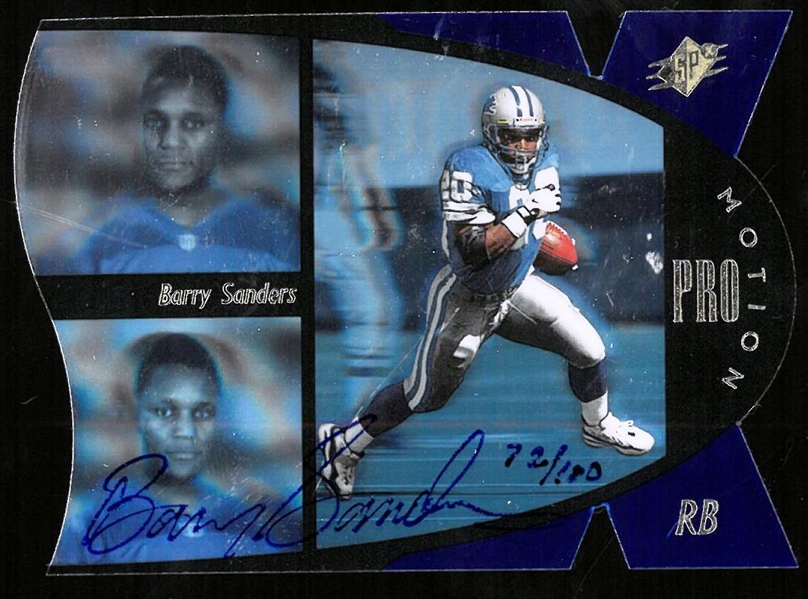 Barry Sanders Autographed #72/100 1997 UD SPX ProMotion