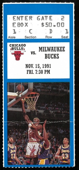 Michael Jordan Double-Double 11/15/1991 Bulls Ticket