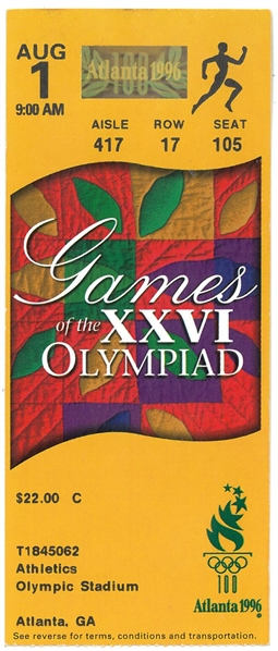 1996 Atlanta Olympics Ticket