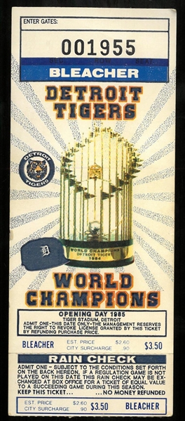 1985 Detroit Tigers Opening Day Ticket