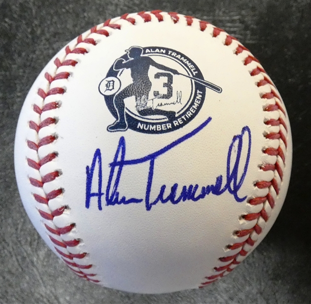 Alan Trammell Autographed #3 Retirement Baseball