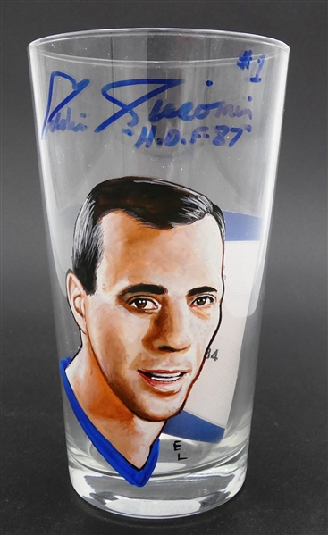 Eddie Giacomin Autographed Hand Painted Pint Glass