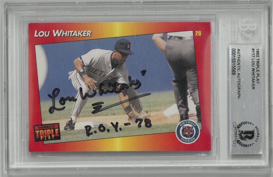 Lou Whitaker Autographed 1992 Donruss Triple Play