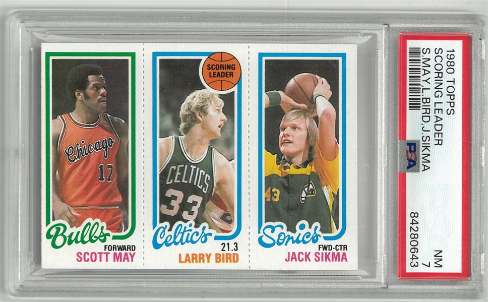 Larry Bird 1980 Topps Rookie Card PSA 7 Scoring Leader