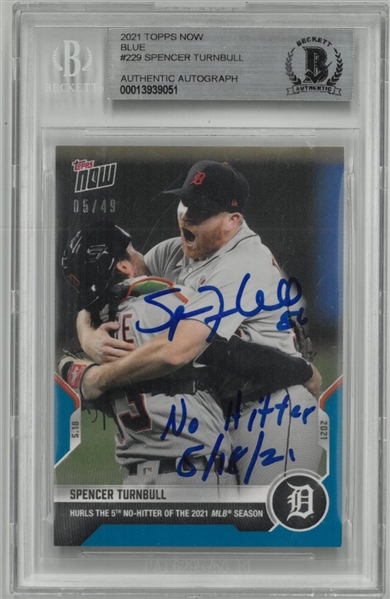 Spencer Turnbull Autographed #/49 2021 Topps Now No Hitter