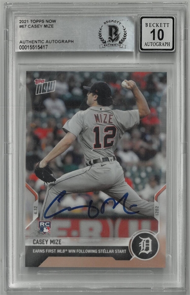 Casey Mize Autographed 2021 Topps Now Rookie Card