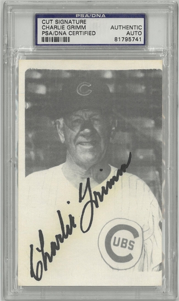 Charlie Grimm Autographed Cut Signature Photo