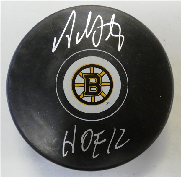 Adam Oates Autographed Bruins Puck
