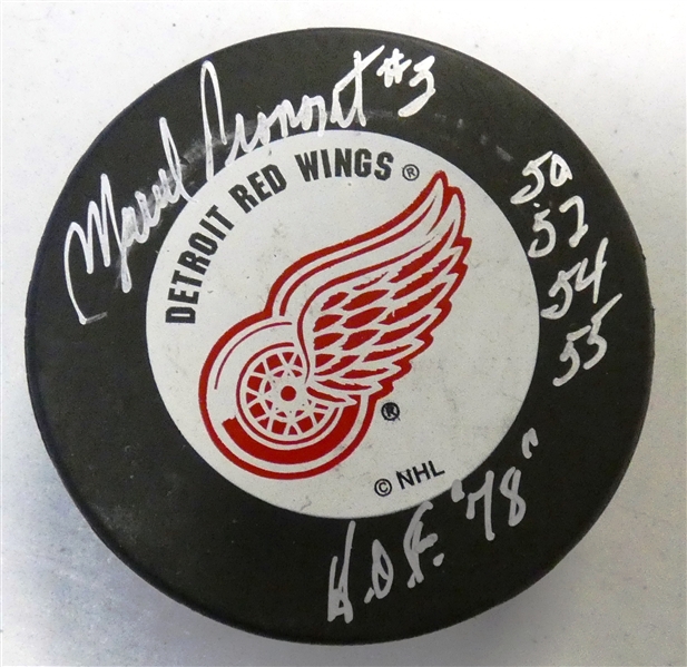 Marcel Pronovost Autographed Red Wings Puck