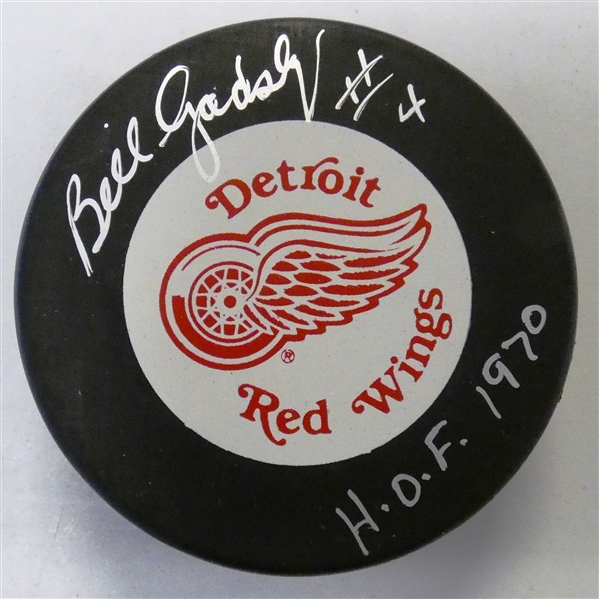 Bill Gadsby Autographed Red Wings Puck