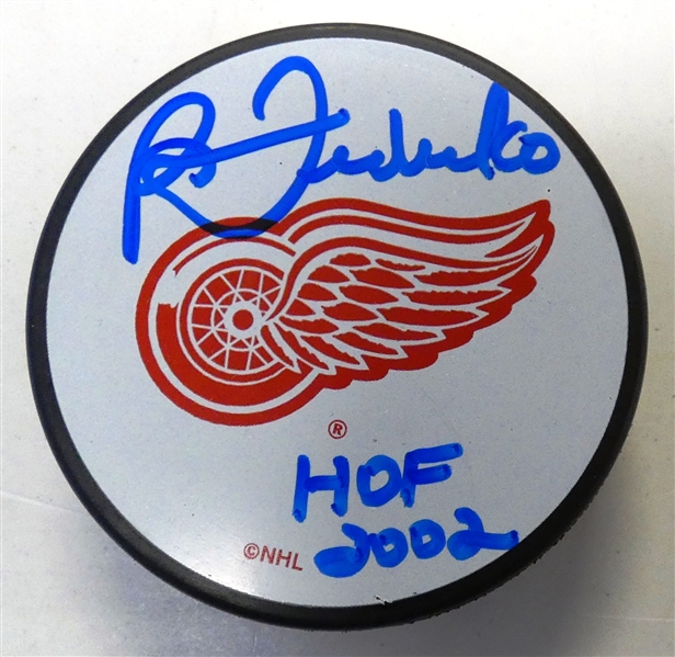 Bernie Federko Autographed Red Wings Puck