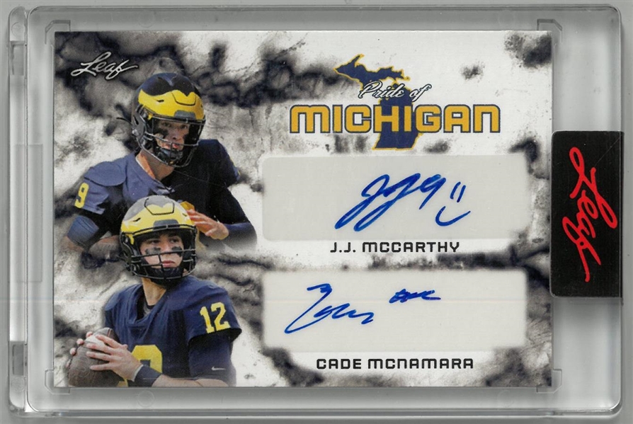 JJ McCarthy & Cade Mcnamara Autographed Leaf