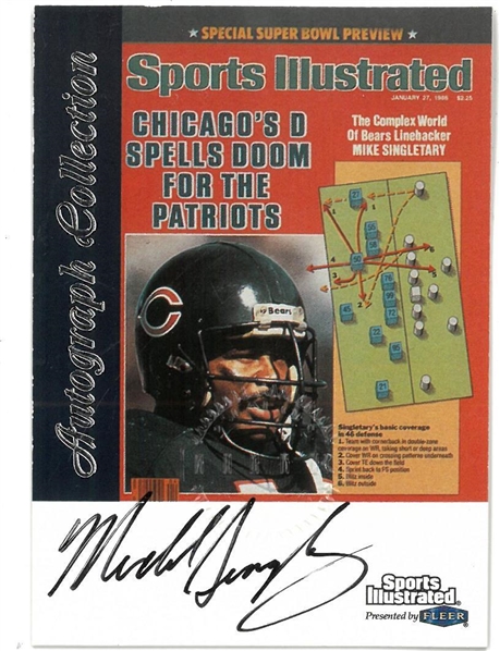 Mike Singletary Autographed Fleer SI