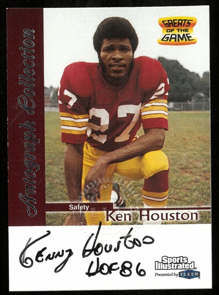 Ken Houston Autographed Fleer Greats of the Game