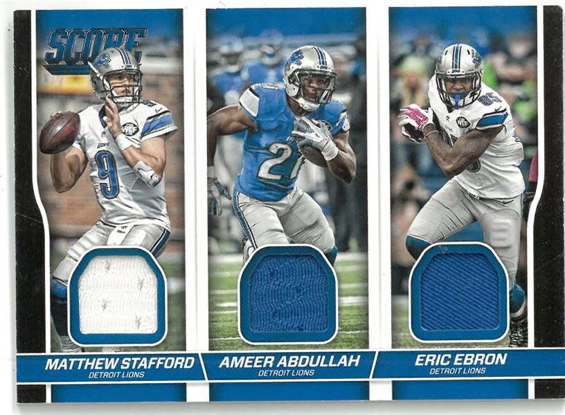 Stafford, Abdullah & Ebron Lions Jersey Card