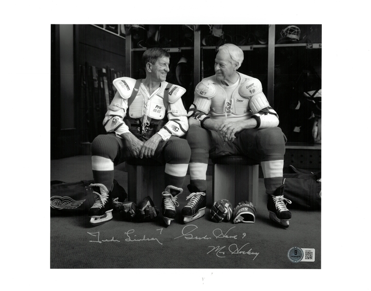 Ted Lindsay & Gordie Howe Autographed 11x14