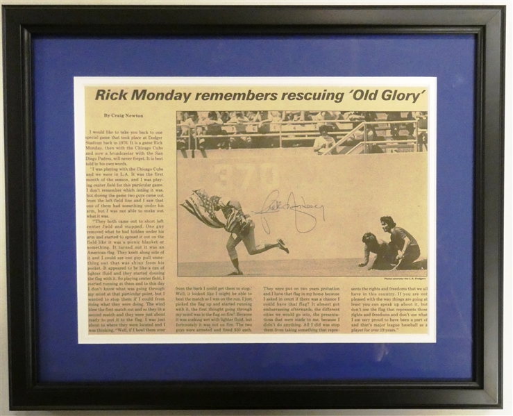 Rick Monday Autographed Article Saving The Flag
